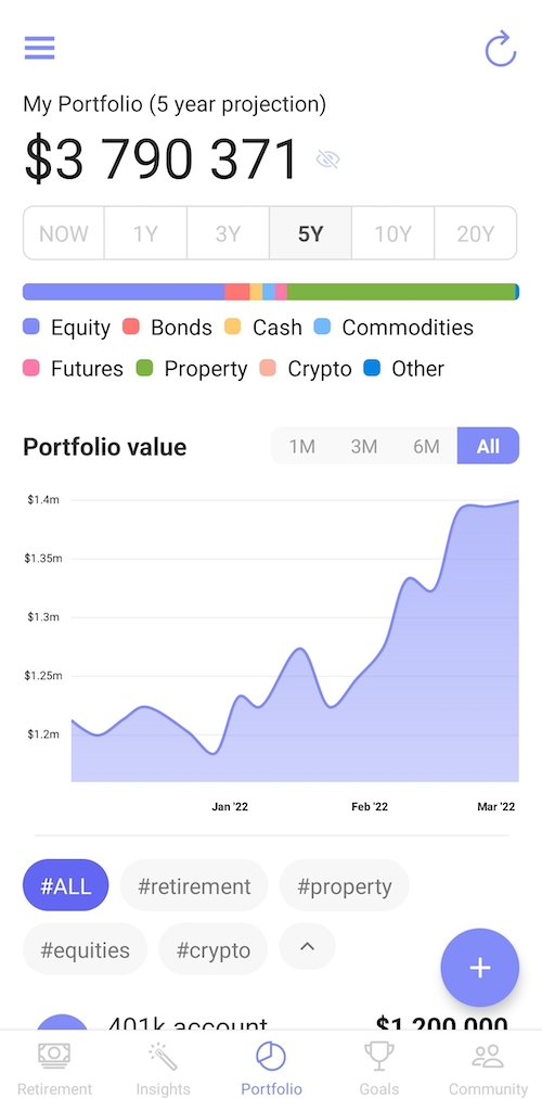 Track and forecast my net worth | Simfolio | App Preview